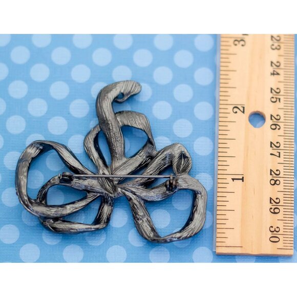 Vintage Gothic Rhinestone Silver Tone Brooch - M18 - Picture 2 of 2